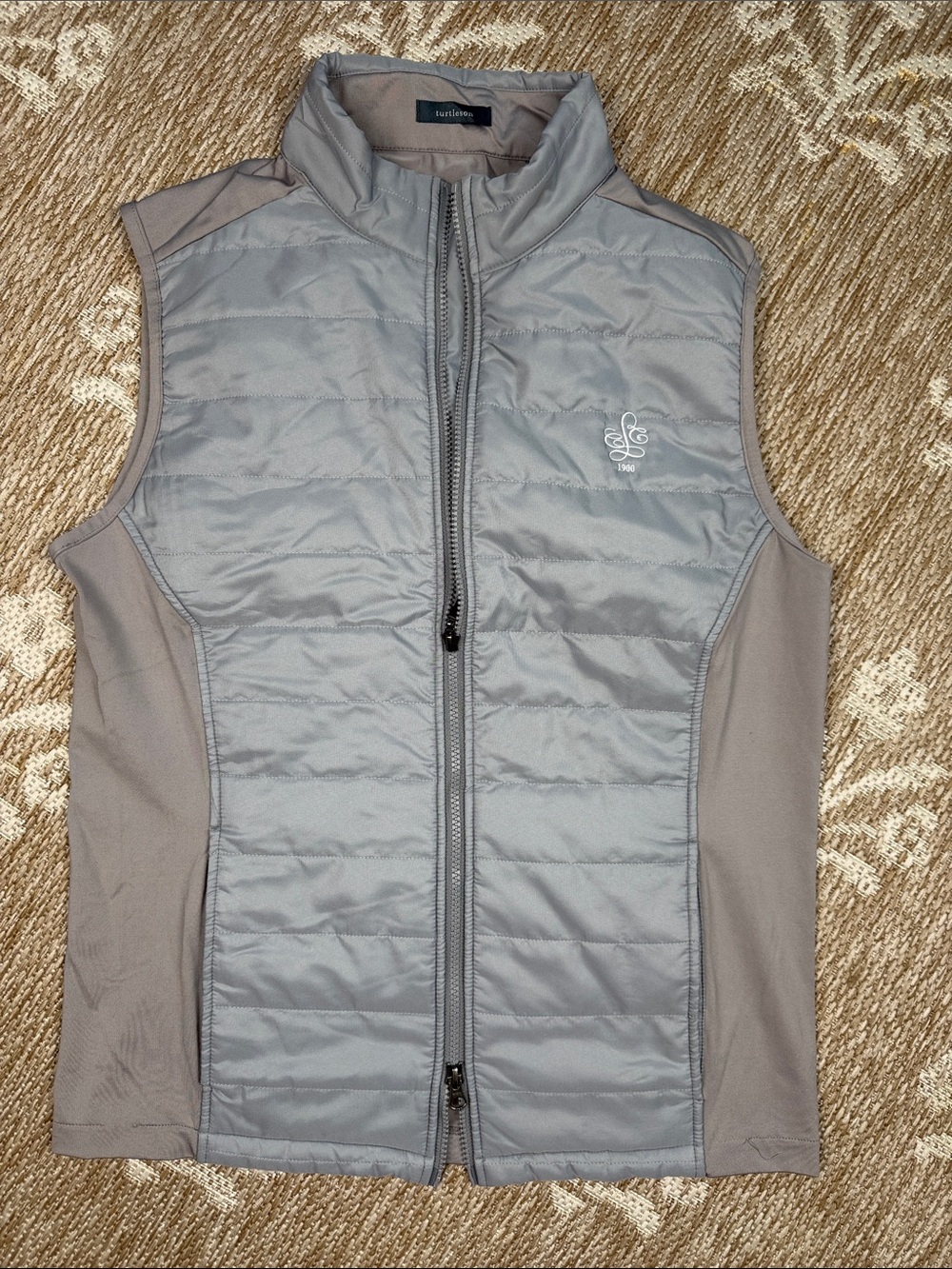 Turtleson  Light Gray Quilted Vest with Stretch Side Panels
